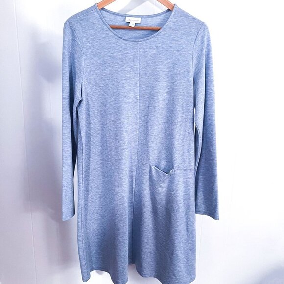 J Jill Pure Jill dress Blue Luxe Tencel Shift Dress Tunic Size Small - Picture 2 of 10